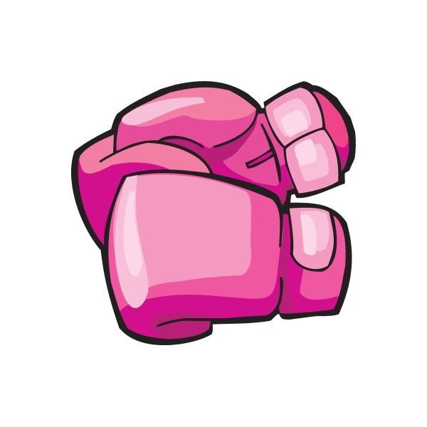 Pink boxing glove vinyl wall decal sticker, die-cut cartoon style