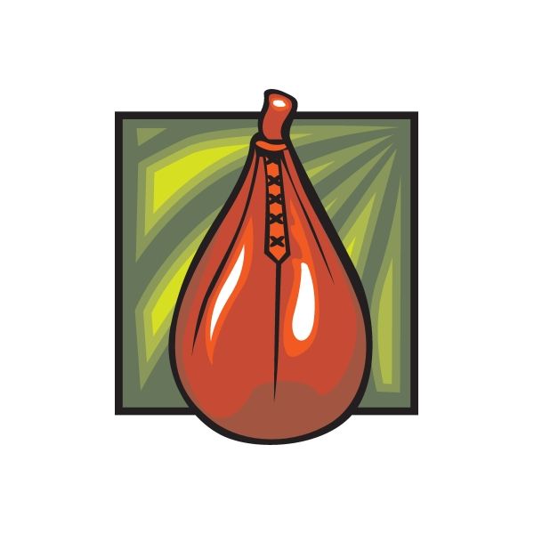 Red boxing glove decal with black outline, framed by green-yellow rays