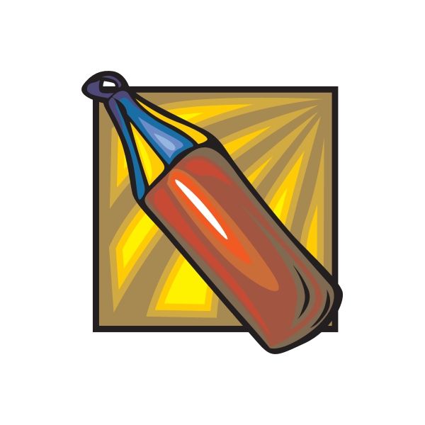 Boxing glove vinyl die-cut sticker with yellow starburst background