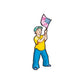 Boy flag sticker showing cartoon child waving a flag-style megaphone