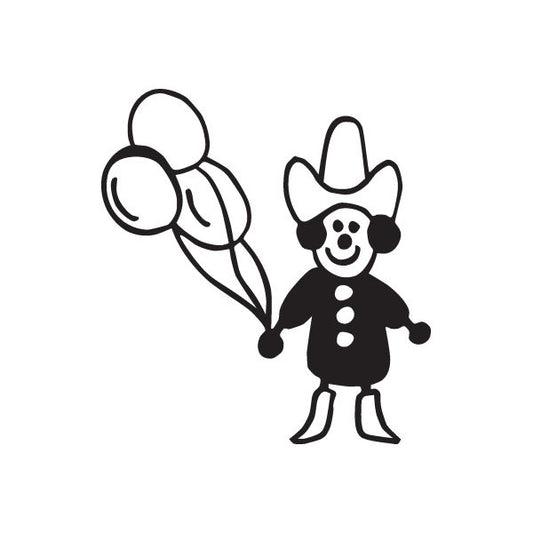 Image of Boy Clown Holding Balloons Decal