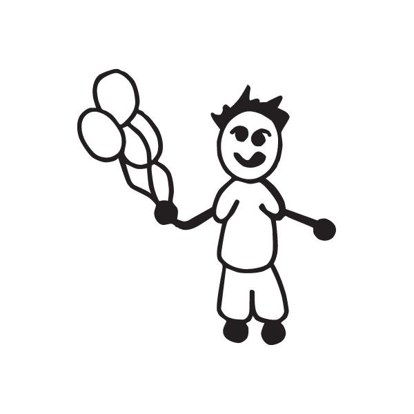 Boy holding balloons wall decal
