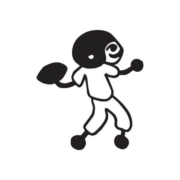 Cartoon boy holding a football behind his back decal