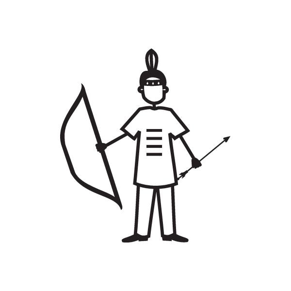 Boy Indian decal featuring cartoon boy holding a bow and quiver