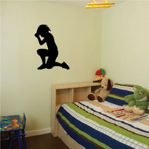 Kneeling boy prayer wall decal silhouette
