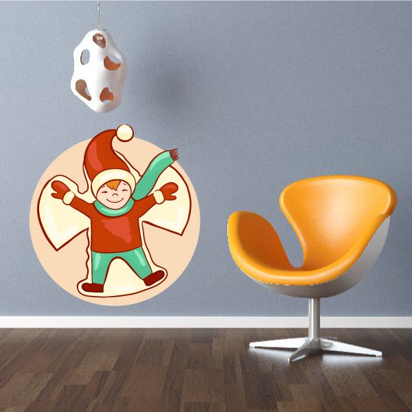 Image of Boy Making Snow Angel Printed Die Cut Decal