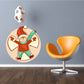 Boy making snow angel die-cut decal, circular cartoon boy with arms spread