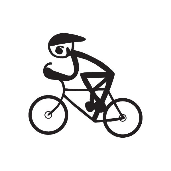 Boy riding bicycle decal, black outline