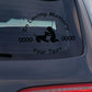 Memorial car decal with boy-dog silhouette and 'Loving Memory' text