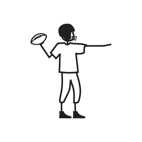 Boy throwing football wall decal with helmet and jersey silhouette