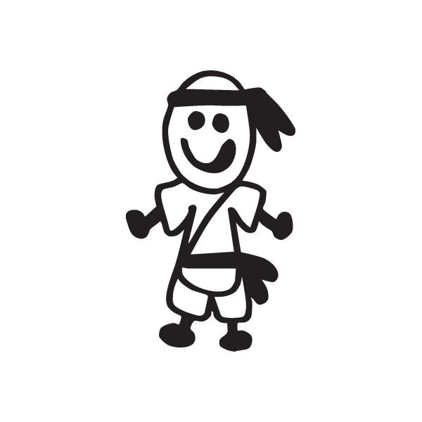 Boy bandanna decal sticker featuring smiling cartoon boy with hat and boots