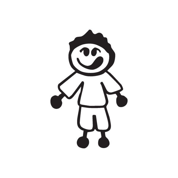 Smiling boy character decal, black hat and white outfit