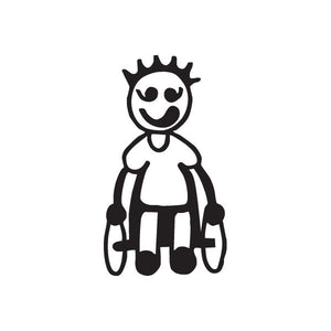 Boy frisbee decal sticker: black cartoon character with sun head.