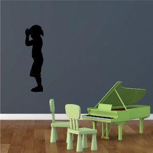 Praying boy hands-on-forehead silhouette wall decal