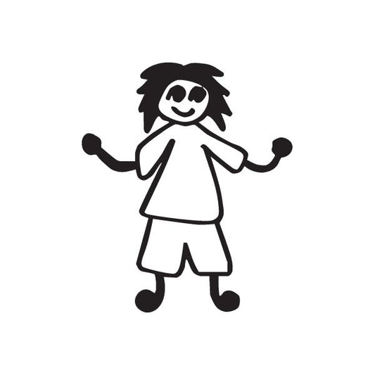 Image of Boy with Long Hair and Arms Out Decal