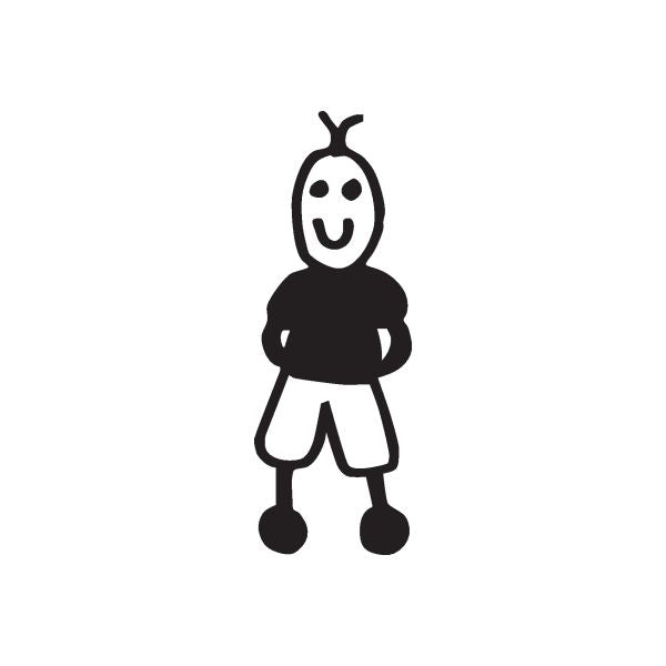 Thin-haired boy decal: black stick-figure with thin hair tuft