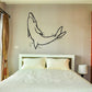 Dolphin line-art wall decal, black outline