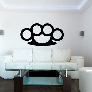 Black brass knuckles decal with bold circular knuckle design