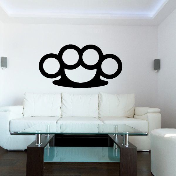 Black brass knuckles decal with bold circular knuckle design