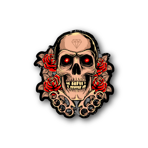 Image of Brass Knuckles Skull Sticker