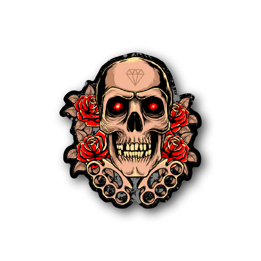 Image of Brass Knuckles Skull Sticker