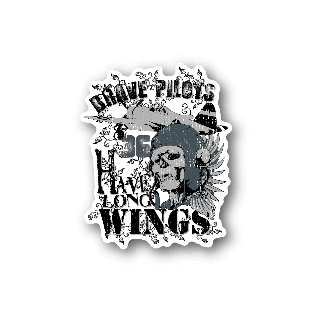 Image of Brave Pilots Have Long Wings Sticker