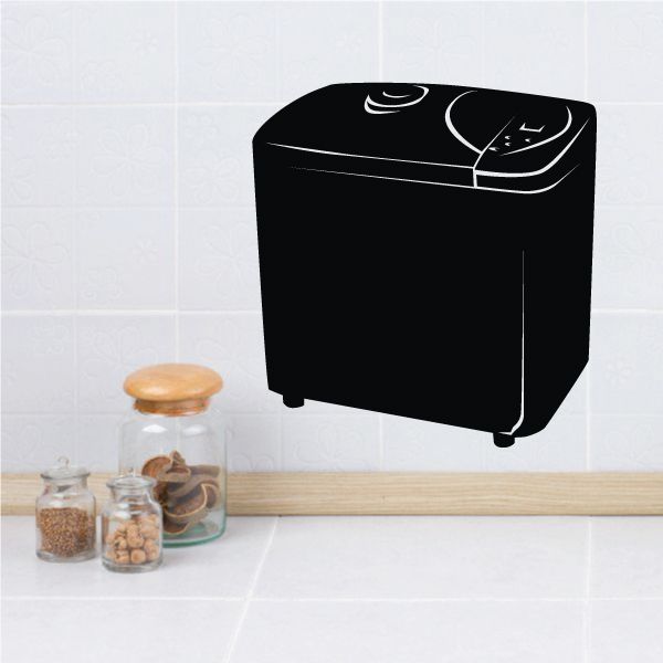 Black bread maker decal with outlined loaf and control panel icon