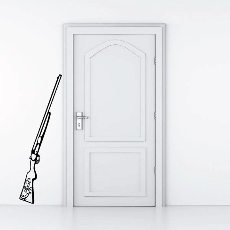Break-action rifle decal, black rifle outline silhouette