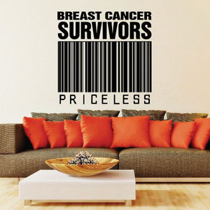 Breast cancer survivors decal with bold text and barcode, 'PRICELESS' underneath
