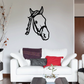Black bridle horse head wall decal with detailed outline