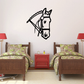 Horse head bridle reins wall decal with black outline and reins detail