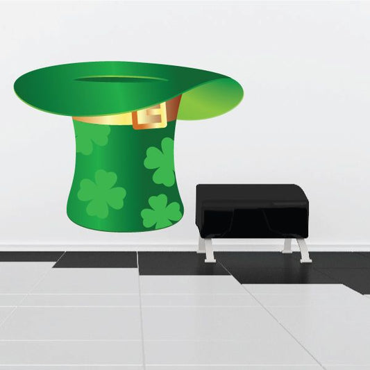 Image of Bright Upside Down Top Hat Clovers St Patrick's Day Sticker