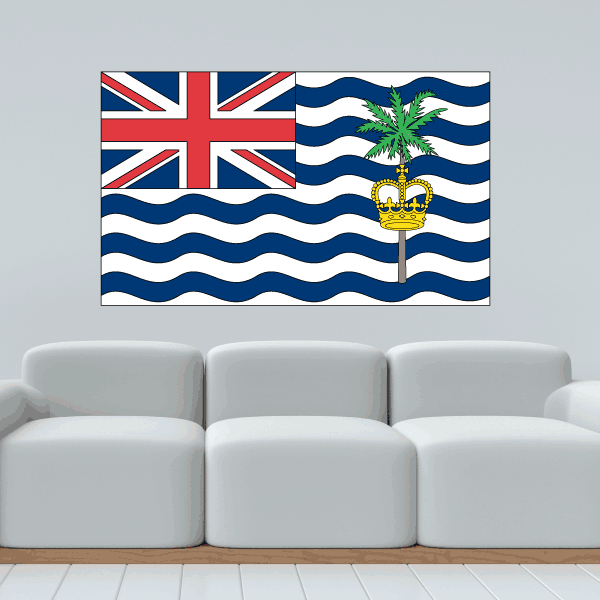 UK British Indian Ocean flag sticker, rectangular with Union Jack and crest