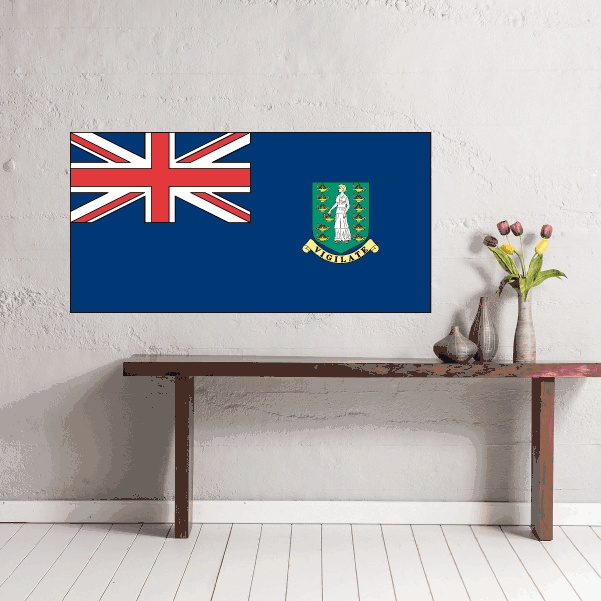 British Virgin Islands flag sticker, rectangular design with Union Jack and coat of arms