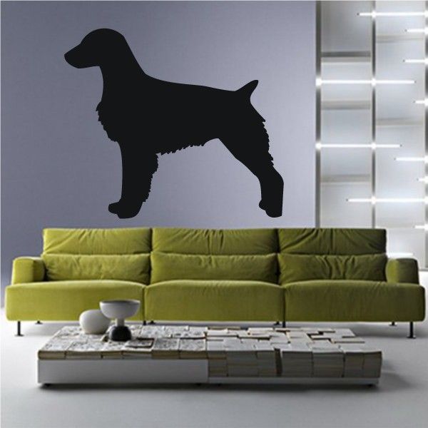 Brittany dog decal with black silhouette of a standing dog