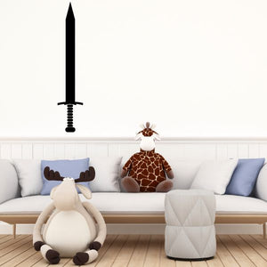 Broadsword wall decal, black sword silhouette with crossguard and grip