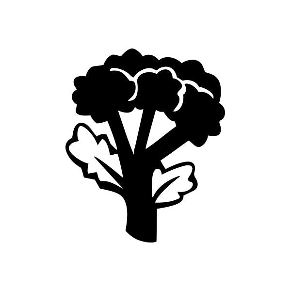 Broccoli and leaves decal with black plant silhouette sticker