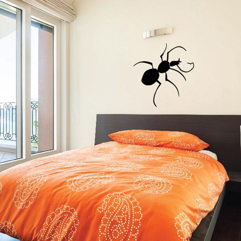 Broken antenna bug wall decal, black cartoon insect with crooked antennae