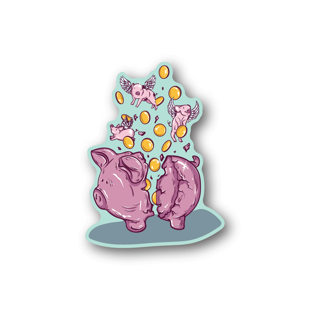 Image of Broken Piggy Bank Sticker