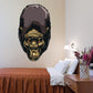 Brooding ape head sticker, dark brown face with gold eyes and highlights