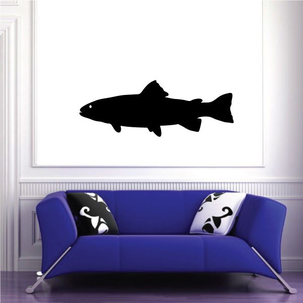 Black brook trout fish wall decal silhouette