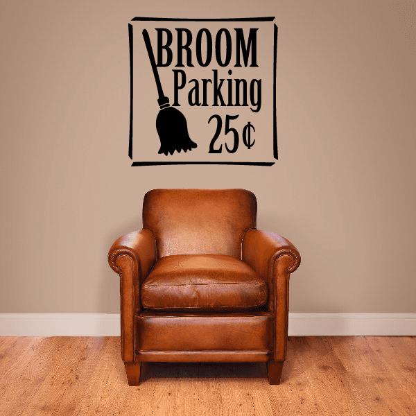 Image of Broom Parking 25 Cents Halloween Decal