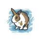 Brown Easter bunny sticker, sitting with white belly and dark ears