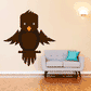 Brown owl printed die-cut decal with layered wings and orange beak