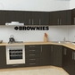 Brownies wall decal with black logo and BROWNIES word lettering