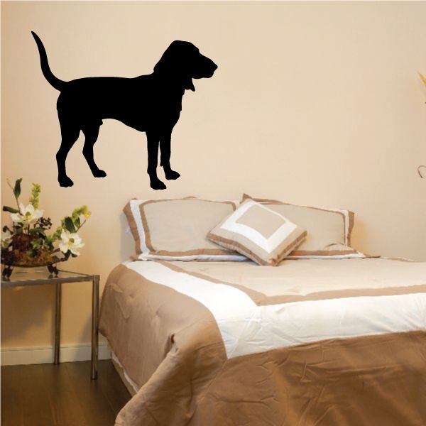 Black hound dog silhouette wall decal, standing side profile