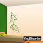 Shark wall decal with bubble accents, green outline