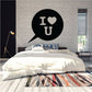 Valentine bubble wall decal reading 'I heart U' in a black speech bubble