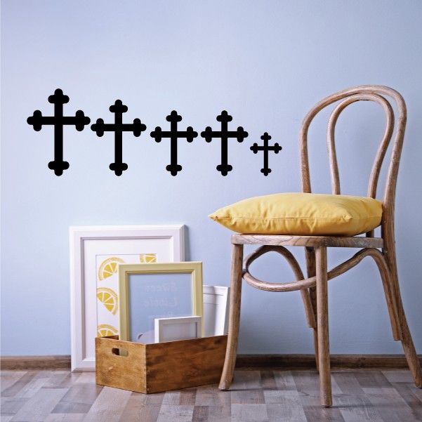 Cross family kit wall decal set with black cross shapes
