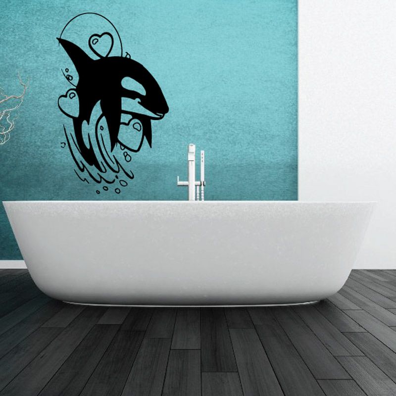 Image of Bubbling Hearts and Moon Orca Whale Decal